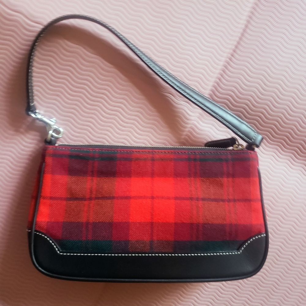 Coach Y2K Vintage Tartan Plaid Wool Mini Bag  Demi Shoulder Purse Holiday Grunge